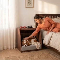 Bed Side Table with Pet Bedding on Rent - View 2