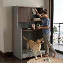 Console Table with Shelving and Pet Bedding on Rent - View 2