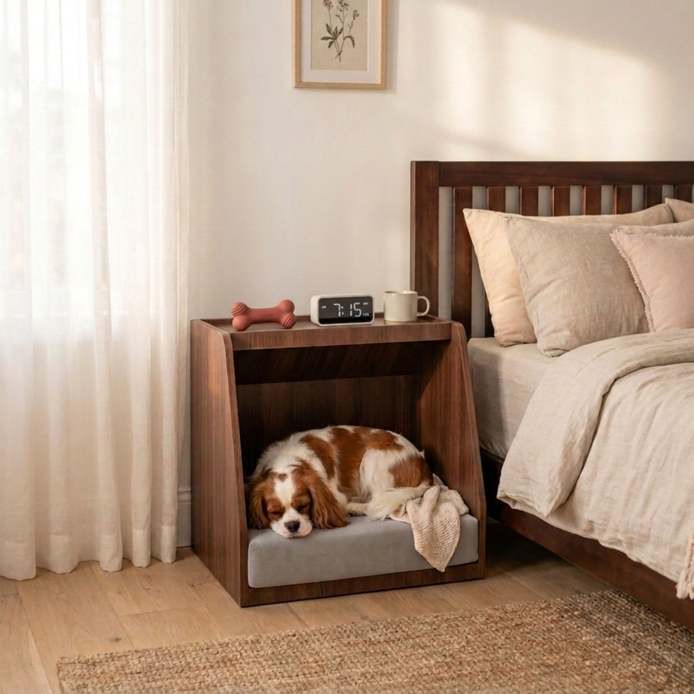 Bed Side Table with Pet Bedding on Rent - View 1
