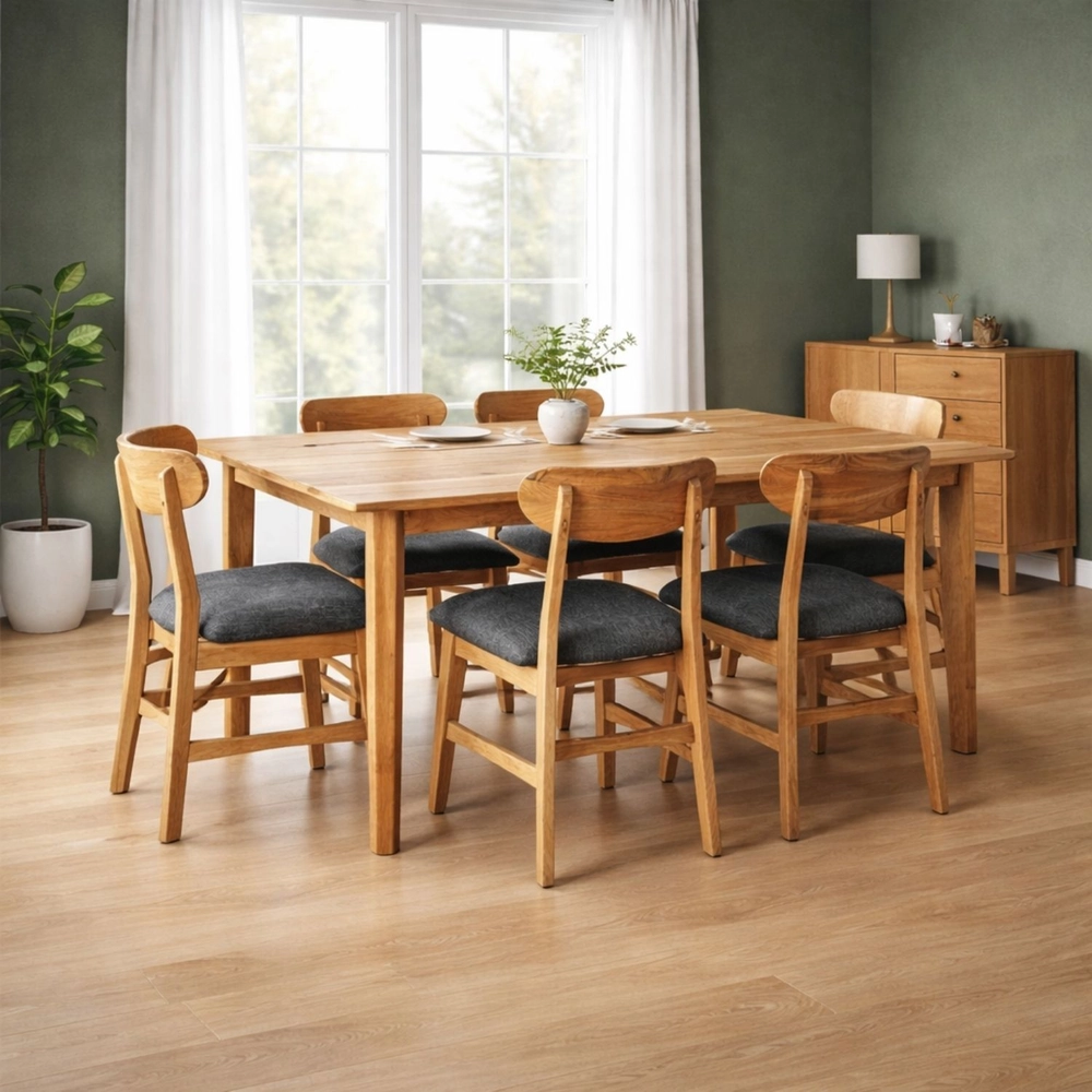 Adam Solid Wood 6 Seater Dining Set on Rent in Mumbai | RentoMojo.com